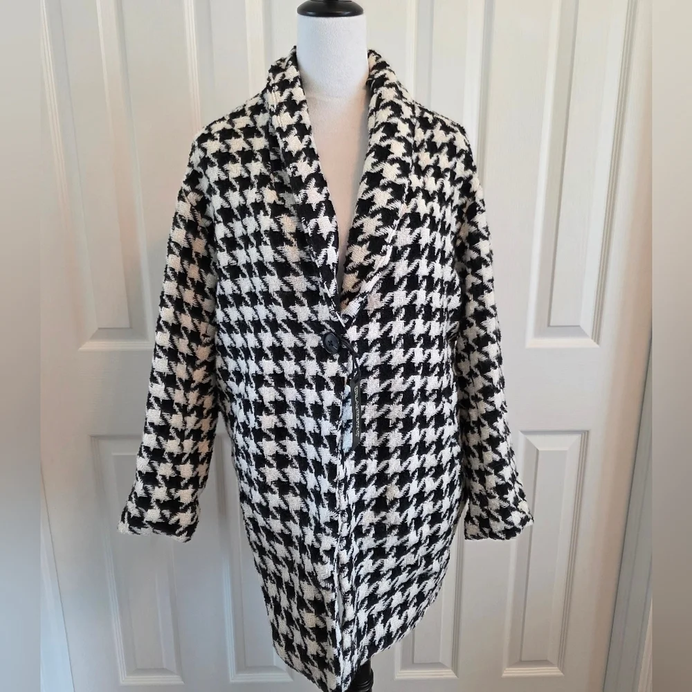BlankNYC NWT Black And White Houndstooth Jacket Womens Size S - Picture 2 of 14